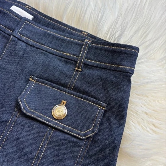 Cinq à Sept NEW Marsha Patch Pocket Kick Flare Jeans Indigo Wash 6 - Picture 5 of 9